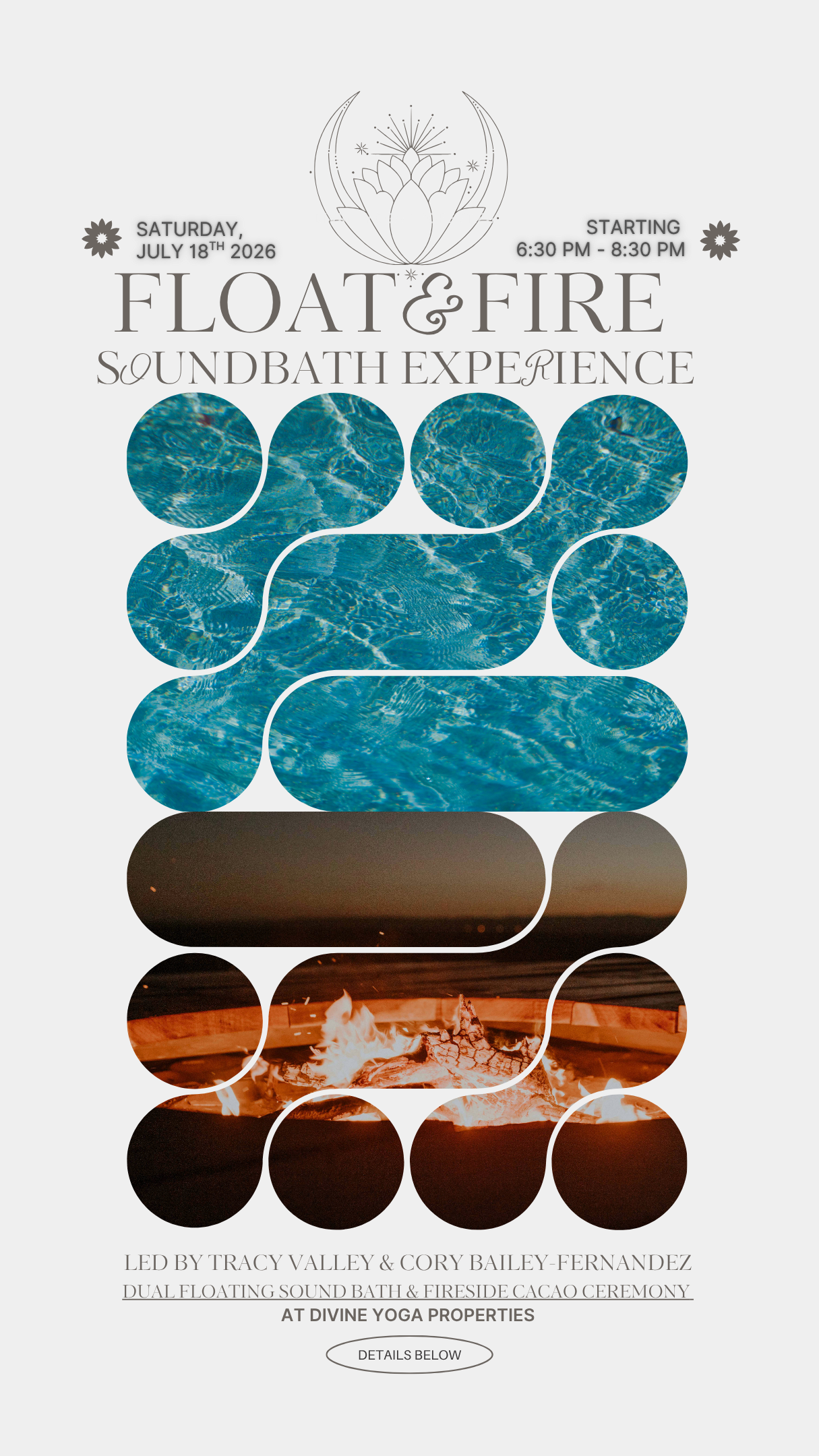 Float & Fire Dual Floating Sound Bath and Cacao Fire Ceremony! July 18th 2026 [SOLD OUT]